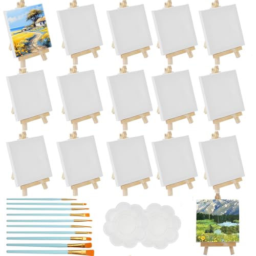 44 Mini Staffelei Klein und Leinwände Set, MOAMUN 16 Mini Staffelei Holz mit 16 Mini Leinwand, 10 Pinsel Acrylfarbe und 2 Mischpalette, Tischstaffelei Staffelei Kinder für Malerei 44 Mini Staffelei Klein und Leinwände Set, MOAMUN 16 Mini Staffelei Holz mit 16 Mini Leinwand, 10 Pinsel Acrylfarbe und 2 Mischpalette, Tischstaffelei Staffelei Kinder für Malerei von MOAMUN