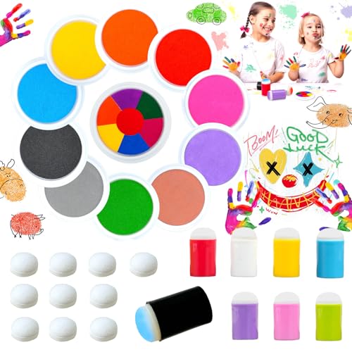 MOAMUN 11 Stück 18CM Große Waschbare Stempelkissen Bunt mit 18 Schwamm Finger, 15 Farben Stempel Kinder Stempelfarbe, Runde Fingerfarben Kinder Ungiftig für DIY Gummistempel Papier Handwerk Malerei MOAMUN 11 Stück 18CM Große Waschbare Stempelkissen Bunt mit 18 Schwamm Finger, 15 Farben Stempel Kinder Stempelfarbe, Runde Fingerfarben Kinder Ungiftig für DIY Gummistempel Papier Handwerk Malerei von MOAMUN