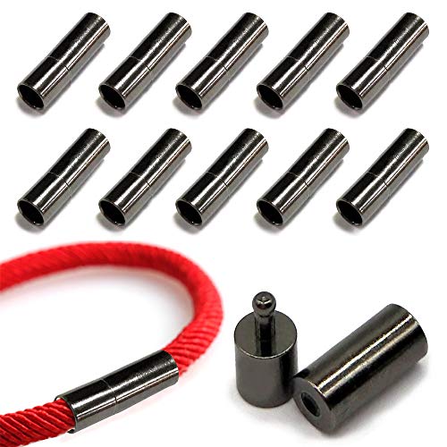 MOAMUN 20 Stück Schnur Endkappen zur Schmuckherstellung, Verschlüsse für Leder Seil Halskette Armband Schnalle Schieben (Schwarz, 3MM) von MOAMUN