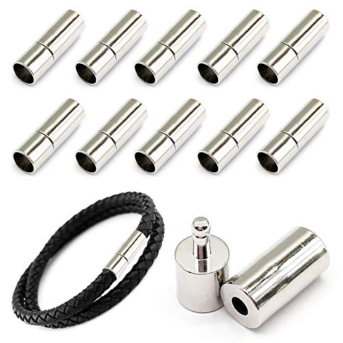 MOAMUN 20 Stück Kordeln für Schmuck, zum Schieben von Verschlüssen, Leder, Kordel, Halskette, Armband, Schnalle (Silber, 4 mm) von MOAMUN