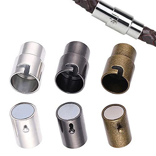 MOAMUN 30 Stück Armband Verschluss zur Schmuckherstellung, Hohe Saugleistung Magnetverschluss Armband für Lederseil Halskette Armband Verschlüsse für Armbänder Magnetverschluss Kette 3 Farben (4 MM) von MOAMUN