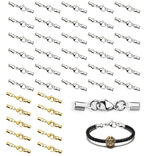 MOAMUN 40 Kettenverschluss Edelstahl Armband Verschluss, Edelstahl Ketten Verschlüsse Für Armbänder, Langlebiger Schmuckverschluss für Diy Armband Halskette Leder Fußkettchen Schmuck (Silver Gold) MOAMUN 40 Kettenverschluss Edelstahl Armband Verschluss, Edelstahl Ketten Verschlüsse Für Armbänder, Langlebiger Schmuckverschluss für Diy Armband Halskette Leder Fußkettchen Schmuck (Silver Gold) von MOAMUN