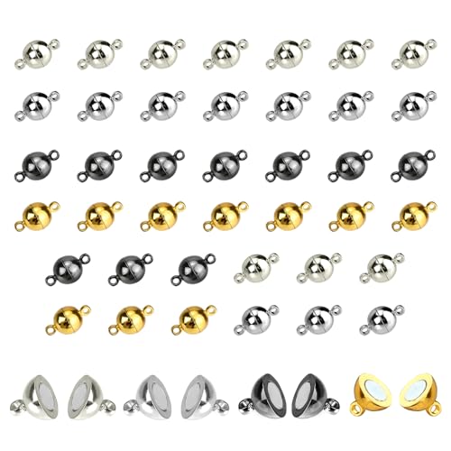MOAMUN 40 Stück Magnetverschluss Armband, 6MM Runde Magnetverschluss Kette, Verschlüsse für Armbänder Schmuck Kettenverschluss für Halsketten Fußkettchen Schmuckherstellung DIY Handwerk(Mischung 6mm) MOAMUN 40 Stück Magnetverschluss Armband, 6MM Runde Magnetverschluss Kette, Verschlüsse für Armbänder Schmuck Kettenverschluss für Halsketten Fußkettchen Schmuckherstellung DIY Handwerk(Mischung 6mm) von MOAMUN