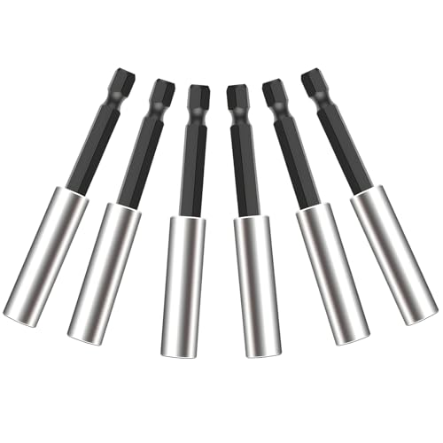 6 Stück Sechskantschaft- Bithalter Magnetisch, Schnellwechsel Bit Verlängerung 1/4", Bit Halter-Set 60mm Aus Edelstahl Starke Bithalter Magnetisch, Für Bohrmaschine Schraubendreher von MOAZIFI