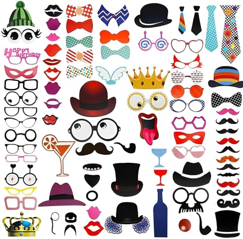 89 Pcs Fotobox Accessoires, Fotobox Accessoires Hochzeit, Photo Booth, DIY Photo Props Kit für Hochzeit, Reunion, Geburtstage, Zubehör, Fotorequisiten & Fotoaccessoires für Witzige & Lustige Bilder 89 Pcs Fotobox Accessoires, Fotobox Accessoires Hochzeit, Photo Booth, DIY Photo Props Kit für Hochzeit, Reunion, Geburtstage, Zubehör, Fotorequisiten & Fotoaccessoires für Witzige & Lustige Bilder von MOAZIFI