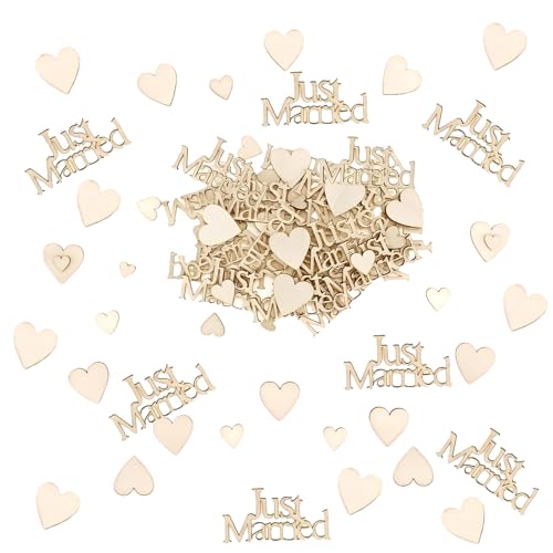 Hochzeitsdeko, Tischdeko Hochzeit Mit 100 Natürlichen Holzstücken, Hochzeit Deko Für Tischdekoration Und Partydekoration, 4 Verschiedene Designs (25 Stück Pro Design) von MOAZIFI