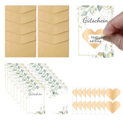 Gutschein Zum Ausdrucken, Rubbellose Selber Machen, DIY Rubbelkarten mit Umschlägen Set, 8 Karten + 8 Umschläge + 8 Herzform Rubbelaufkleber, Babyparty Deko, Ideal Für Geburtstag, Hochzeit, Party von MOAZIFI
