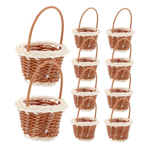 MOBUTOFU 10 Stück Teiliges Handgewebtes Blumenkorb mit Griff Leicht und Tragbar Vielseitig für Hochzeit Diy Blumenarrangements Obst und Kekspräsentation als von MOBUTOFU