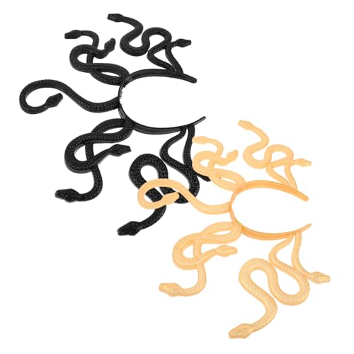 MOBUTOFU 2 Stück Teiliges Halloween Schlangen Stirnband mit Realistischem Schlangenkopf Gruseliges Medusa Kostümzubehör für Frauen Vielseitiger Haarschmuck für Karneval Cosplay und Party von MOBUTOFU