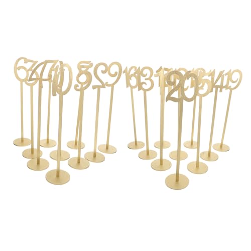 MOBUTOFU 20 Stück Holz Tischnummern mit Stabilem Sockel Rustikale Tischnummern für Hochzeit Empfang Bankett Party Dekoration Goldfarben von MOBUTOFU