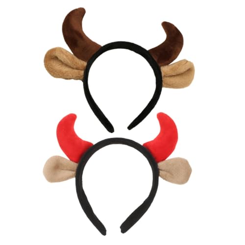 MOBUTOFU 2St Horn-Stirnband für Party-Kostümzubehör simuliertes Stirnband Kopfschmuck aufführen Stirnbänder Party-Haarschmuck Stirnband mit Kuhohren Kopfschmuck für Auftritte ABS von MOBUTOFU