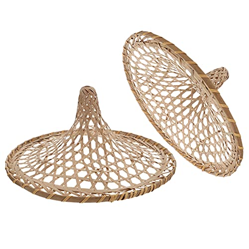 MOBUTOFU 2pcs Bambus Gewebte Hutdekoration Kreative Prop Chic Lampenschild Beige von MOBUTOFU