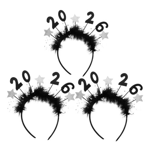 MOBUTOFU 3 Stück Glitzer Haarreif Silbern Party Stirnband für Silvesterfest Year Eve Kopfband Damen Mädchen Festliche Haaraccessoires von MOBUTOFU