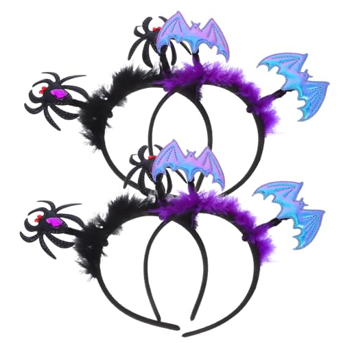 MOBUTOFU 4 Stück Teiliges Halloween Haarband aus Weichem Material mit Fledermaus und Spinnenmotiven Hautfreundlich Modisch für Kostümpartys Cosplay Festliche Anlässe und Damen Mädchen von MOBUTOFU