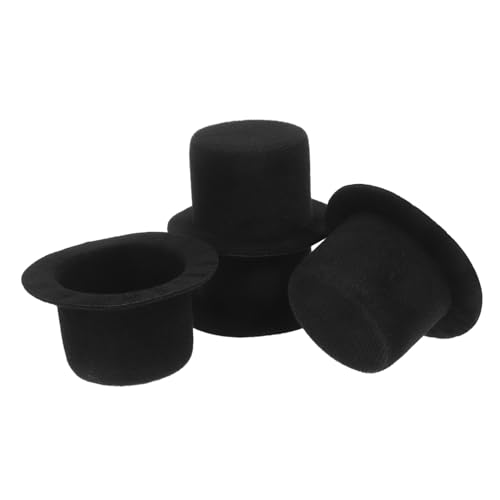 MOBUTOFU 4 Stück Teiliges Mini Top Hats Schwarz für Puppen Haustiere DIY Bastelprojekte Leichte Modische Miniatur Hüte für Party Dekoration und Kostüme von MOBUTOFU