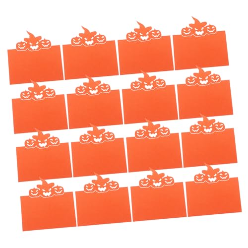 MOBUTOFU 50 Stück Halloween Sitzkarten mit Kürbismotiv Stabile Papiertischkarten zum Beschriften Herbstliche Platzkarten für Thanksgiving Partydekoration und Gastzuweisung von MOBUTOFU