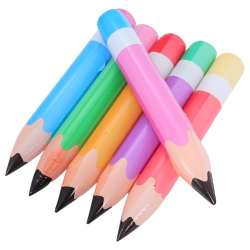 MOBUTOFU 6 Stück Teiliges Jumbo PVC Aufblasbares Buntstift Große Farbige Inflatable Schulstifte Vielseitige Hängende Deko für Klassenzimmer Party und Schulanfang Platzsparend Lagerbar von MOBUTOFU
