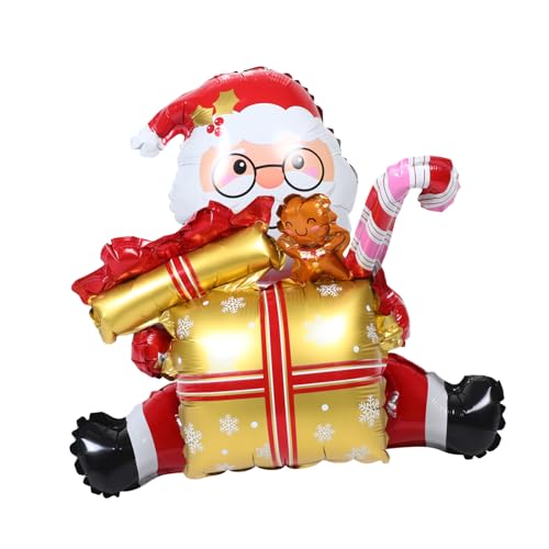 MOBUTOFU Aufblasbarer Weihnachtsmann Aluminiumfolie Ballon Weihnachtsdeko Handlich Sicher für Indoor Outdoor Festliche Party Dekoration von MOBUTOFU