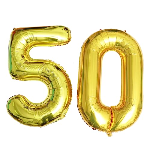 MOBUTOFU Goldene Jumbo Folienballons Zahl 50 Für Geburtstagsfeier Jubiläumsdekoration Partybedarf Foto Requisiten Festtagsartikel von MOBUTOFU