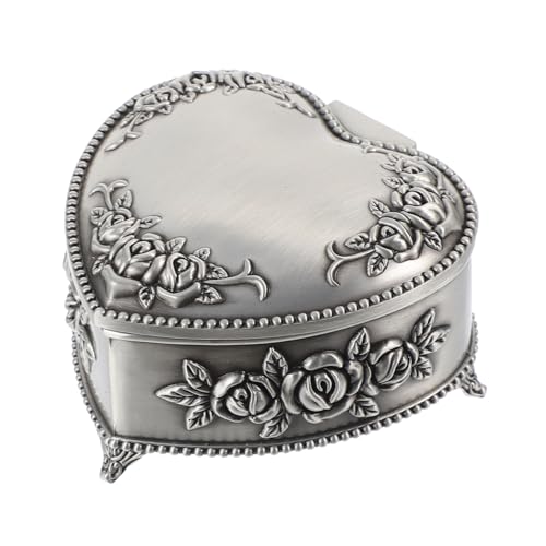 MOBUTOFU Herzförmige Schmuckbox mit Rosenmotiv Langlebige Schmuckaufbewahrung mit Deckel Umweltfreundliche Kleine Schmuckschatulle als Geschenkbox für Damen und Mädchen von MOBUTOFU