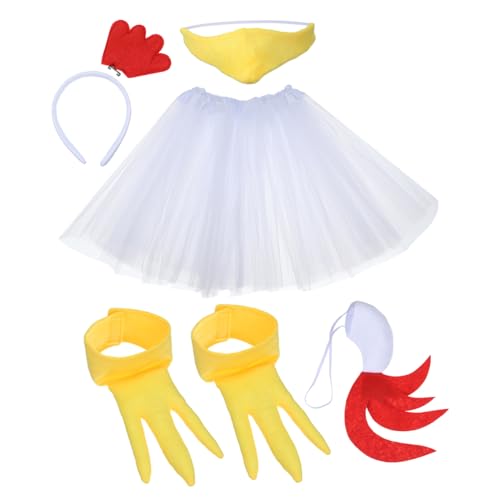 MOBUTOFU Hühnchen Kostüm Set Weißes Feder Huhn Stirnband mit Tutu Rock und Küken Krallen Zubehör für Halloween Fasching Party Cosplay Verkleidung Teiliges Kostüm Set MOBUTOFU Hühnchen Kostüm Set Weißes Feder Huhn Stirnband mit Tutu Rock und Küken Krallen Zubehör für Halloween Fasching Party Cosplay Verkleidung Teiliges Kostüm Set von MOBUTOFU