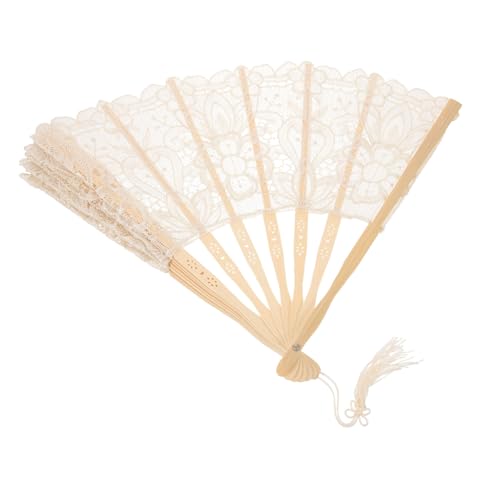 MOBUTOFU Vintage Faltbarer Handfächer aus Besticktem mit Spitzenkante und Quaste Leicht Langlebig als Tanzrequisite Hochzeitsdeko und MOBUTOFU Vintage Faltbarer Handfächer aus Besticktem mit Spitzenkante und Quaste Leicht Langlebig als Tanzrequisite Hochzeitsdeko und von MOBUTOFU