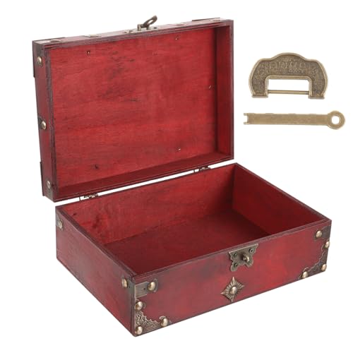 MOBUTOFU Vintage Holz Schmuckkästchen mit Schloss Kompakte Holztruhe Organizer für Ohrringe Ringe und Anhänger Praktische Aufbewahrungsbox aus Hochwertigem Holz als für Damen und MOBUTOFU Vintage Holz Schmuckkästchen mit Schloss Kompakte Holztruhe Organizer für Ohrringe Ringe und Anhänger Praktische Aufbewahrungsbox aus Hochwertigem Holz als für Damen und von MOBUTOFU