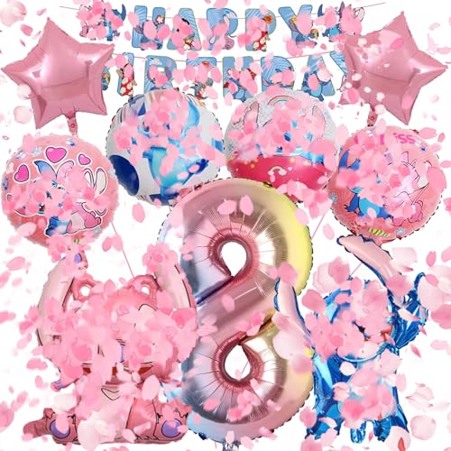 MODEQQ 10 Stück Stitc Geburtstagsdeko 8 Jahre Mädchen, Luftballons Geburtstag Party Set, Party Deko Ballon Set für Kindergeburtstag (8) von MODEQQ