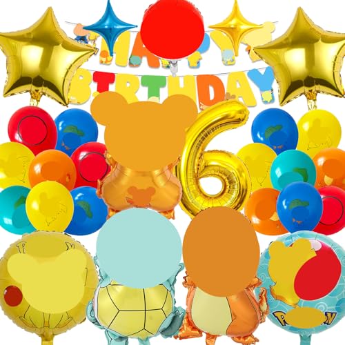 MODEQQ 27 Stück Geburtstagsdeko 6 Jahre Junge Mädchen, Luftballons Geburtstag Set, Kindergeburtstag Folienballon, Party Deko Ballons Set für Kindergeburtstag (6) von MODEQQ