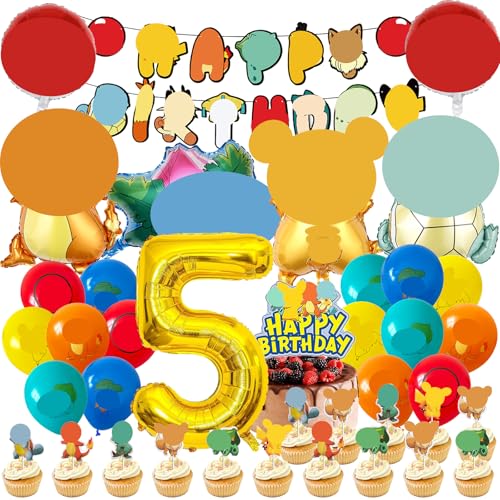 MODEQQ 48 Stück Geburtstagsdeko 5 Jahre Junge Mädchen, Luftballons Geburtstag Party Set, Ballons Set für Kindergeburtstag Party Deko (5) von MODEQQ
