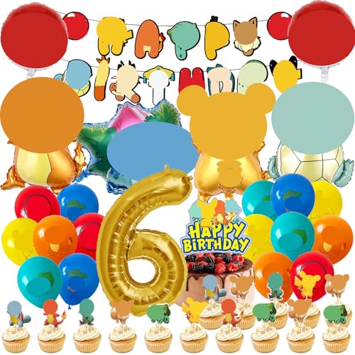 MODEQQ 48 Stück Geburtstagsdeko 6 Jahre Junge Mädchen, Luftballons Geburtstag Party Set, Ballons Set für Kindergeburtstag Party Deko (6) von MODEQQ