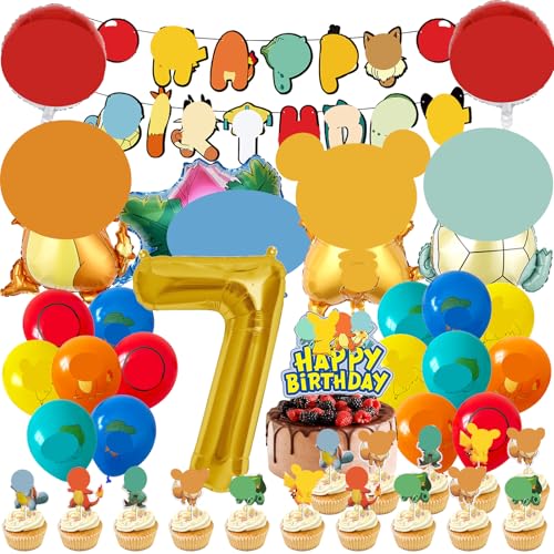 MODEQQ 48 Stück Geburtstagsdeko 7 Jahre Junge Mädchen, Luftballons Geburtstag Party Set, Ballons Set für Kindergeburtstag Party Deko (7) von MODEQQ
