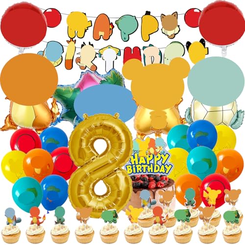 MODEQQ 48 Stück Geburtstagsdeko 8 Jahre Junge Mädchen, Luftballons Geburtstag Party Set, Ballons Set für Kindergeburtstag Party Deko (8) von MODEQQ