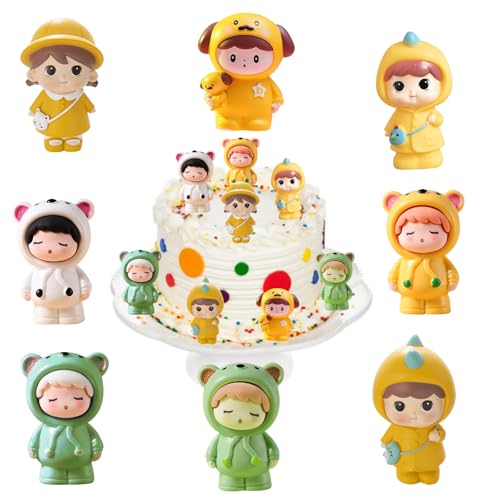 MODEQQ 8 Stück Mini Figuren Set Nicht Essbare, Figuren Tortendeko Junge Mädchen, Cartoon Mini Tortenfiguren, Kuchen Deko Kindergeburtstag, Cake Topper für Party Supplies (B) von MODEQQ