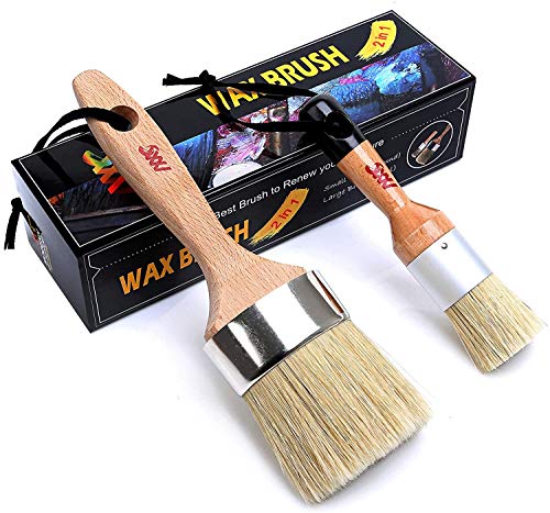 Pinsel-Set aus Holz mit Naturborsten, 1 kleiner runder Pinsel und großer ovaler für Möbelkreide- -Wachs, Streichen oder Wachsen, Milchfarbe, dunkles klares weiches Heimdekoration, Schränke, Schablonen Pinsel-Set aus Holz mit Naturborsten, 1 kleiner runder Pinsel und großer ovaler für Möbelkreide- -Wachs, Streichen oder Wachsen, Milchfarbe, dunkles klares weiches Heimdekoration, Schränke, Schablonen von MODERN ART SUPPLIES A PRODUCT OF SMARTVISION CO