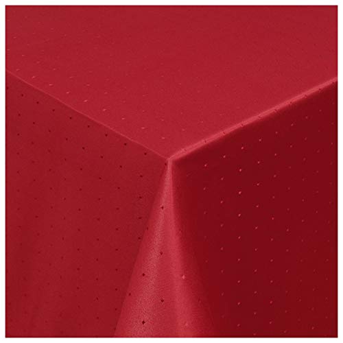 Tischdecke Damast Maßanfertigung im Punkte-Design in Rot eckig 130x200 cm, weitere Farben und Größen wählbar von MODERNO