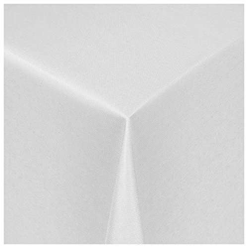 Tischdecke Damast Maßanfertigung im Uni-Design in Weiss eckig 140x260 cm, weitere Farben und Größen wählbar von MODERNO