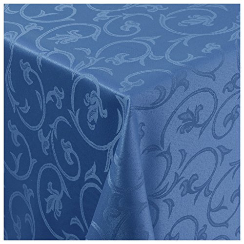 Tischdecke Damast Stoff Barock Tulpen Tischtuch Bügelarm rund 170 cm in Blau mit umgenähtem Rand Premium Qualität Tischdecke Damast Stoff Barock Tulpen Tischtuch Bügelarm rund 170 cm in Blau mit umgenähtem Rand Premium Qualität von MODERNO