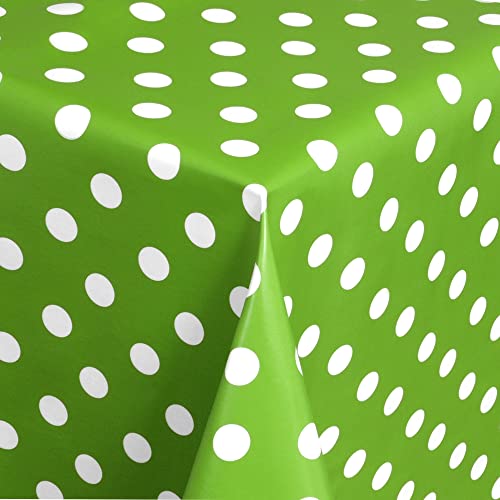Wachstischdecke Wachstuch Tischdecke Gartentischdecke abwaschbar eckig 140x140 cm Punkte Grün Weiss von MODERNO