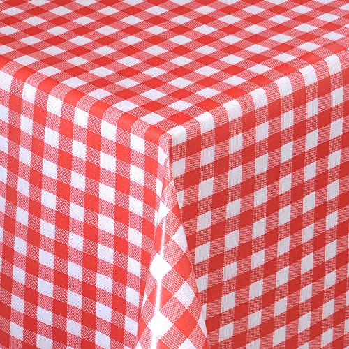 Wachstischdecke Wachstuch Tischdecke Gartentischdecke abwaschbar eckig 180x140 cm kariert Rot Weiss von MODERNO