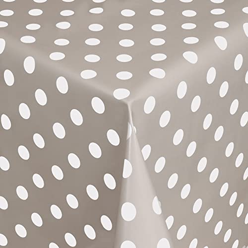 Wachstischdecke Wachstuch Tischdecke Gartentischdecke abwaschbar eckig 220x140 cm Punkte Grau Weiss von MODERNO