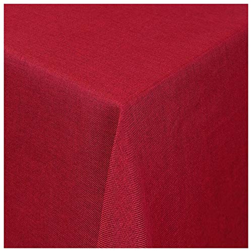 Tischdecke Damast Maßanfertigung im Leinen-Design in Rot eckig 120x160 cm, weitere Farben und Größen wählbar von MODERNO