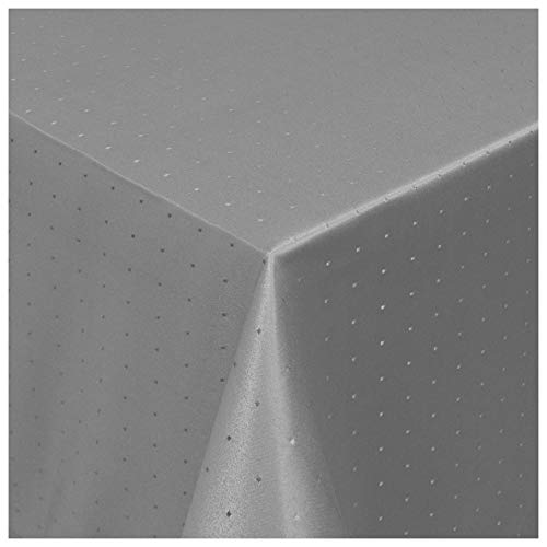 Tischdecke Damast Maßanfertigung im Punkte-Design in Grau eckig 120x450 cm, weitere Farben und Größen wählbar Tischdecke Damast Maßanfertigung im Punkte-Design in Grau eckig 120x450 cm, weitere Farben und Größen wählbar von MODERNO