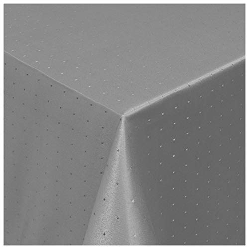 Tischdecke Damast Maßanfertigung im Punkte-Design in Grau eckig 130x320 cm, weitere Farben und Größen wählbar von MODERNO