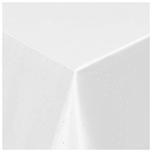 Tischdecke Damast Maßanfertigung im Punkte-Design in Weiss eckig 130x190 cm, weitere Farben und Größen wählbar von MODERNO