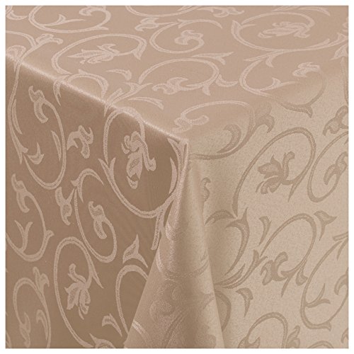 Tischdecke Stoff Damast Barock Jacquard Ranken Design mit Saum eckig 130x170 cm Hell-Braun Tischdecke Stoff Damast Barock Jacquard Ranken Design mit Saum eckig 130x170 cm Hell-Braun von MODERNO