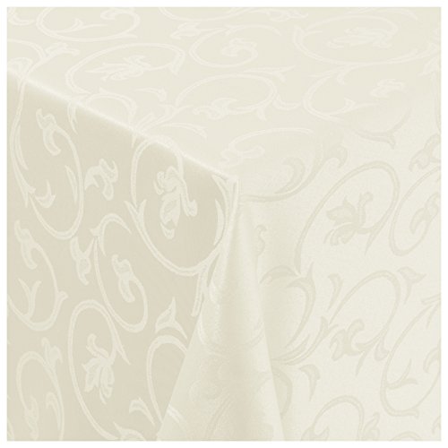 Tischdecke Stoff Damast Barock Jacquard Ranken Design mit Saum rund 170 cm Creme-Champagner Tischdecke Stoff Damast Barock Jacquard Ranken Design mit Saum rund 170 cm Creme-Champagner von MODERNO