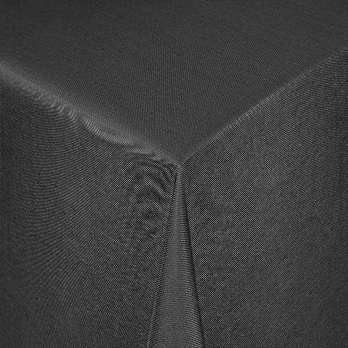 Tischdecke Stoff einfarbig Damast Uni-Design Jacquard Robust, Pflegeleicht und Strapazierfähig eckig 130x130 cm Schwarz von MODERNO