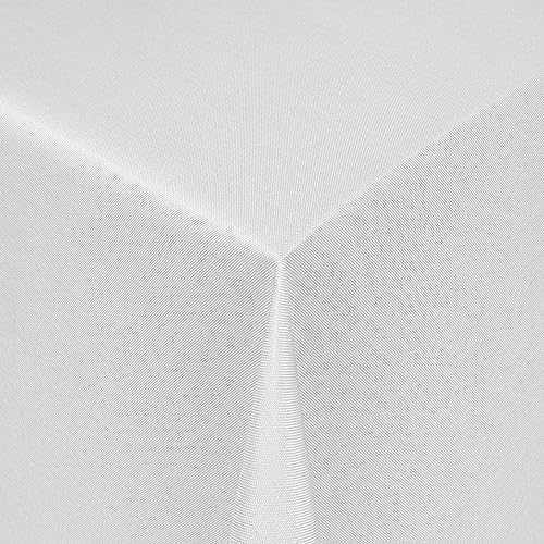 Tischdecke Stoff einfarbig Damast Uni-Design Jacquard Robust, Pflegeleicht und Strapazierfähig eckig 130x280 cm Weiss von MODERNO
