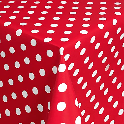 Wachstischdecke Wachstuch Tischdecke Gartentischdecke abwaschbar eckig 140x140 cm Punkte Rot Weiss von MODERNO